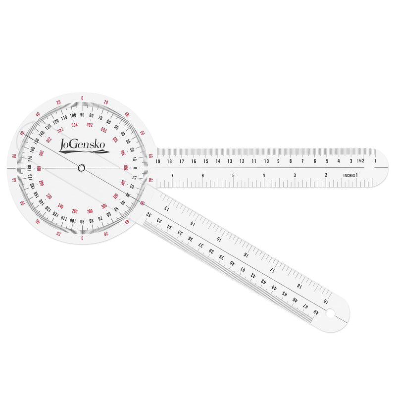 JoGensko 12 Inch Goniometer for Orthopaedic Use, 360 Degree Large Size Plastic Goniometer，Physical Therapy Angle Protractor Ruler for Knee Joints, Elbow, Shoulder or Hip - NewNest Australia