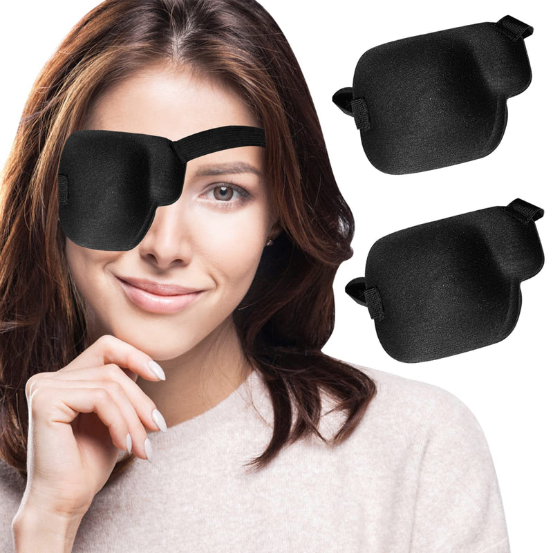 RIKEYO 2Pcs 3D Eye Patches for Adults, Adjustable Medical Eyepatch for Lazy Eye,Large Black(Right Eye) - NewNest Australia