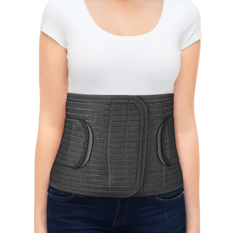 ORTONYX Breathable 9.5" Abdominal Binder/Postpartum Postoperative Wrap/Abdomen Hernia Support Belt for Men and Women - XXL (42"-48") Black 2X-Large (42"-48") - NewNest Australia