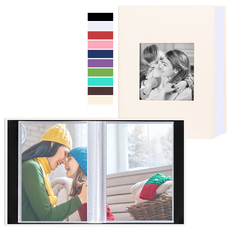 Ywlake Photo Album 4x6 50 Pockets 2 Packs, Small Mini Capacity Leather Photo Albums, Each Pack Holds 50 Top Loader Vertical Only Pictures Beige 50 Pockets/2PK - NewNest Australia