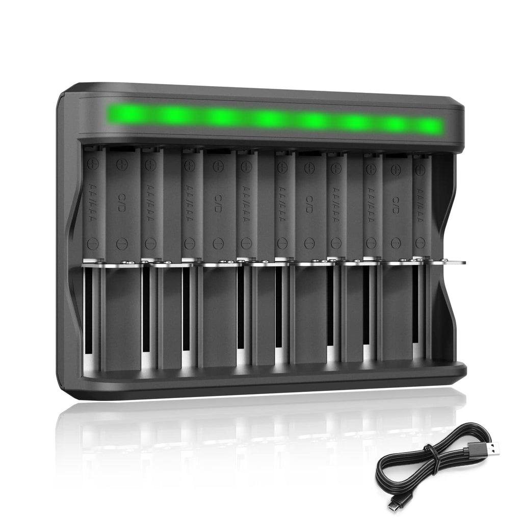 BONAI 8 Bay AAA AA SC C D Battery Charger, USB High-Speed Charging, Independent Slot, for Ni-MH Ni-CD Rechargeable Batteries… 8-BAY - NewNest Australia