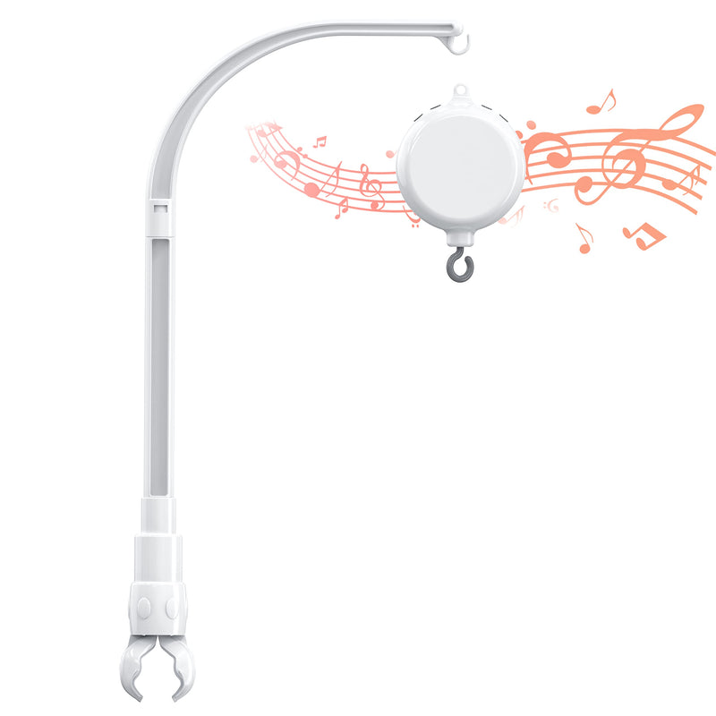 FEISIKE Baby Crib Mobile Arm with Music Box Spin Motor,23 Inch,Volume Control,3 Modes(Turn & Music,Turn Only, Music Only),Nursery Decor Hanger,Holder for DIY Clamp Mobile,12 Lullabies,30 Min Auto-Off White,mobile arm with music box - NewNest Australia