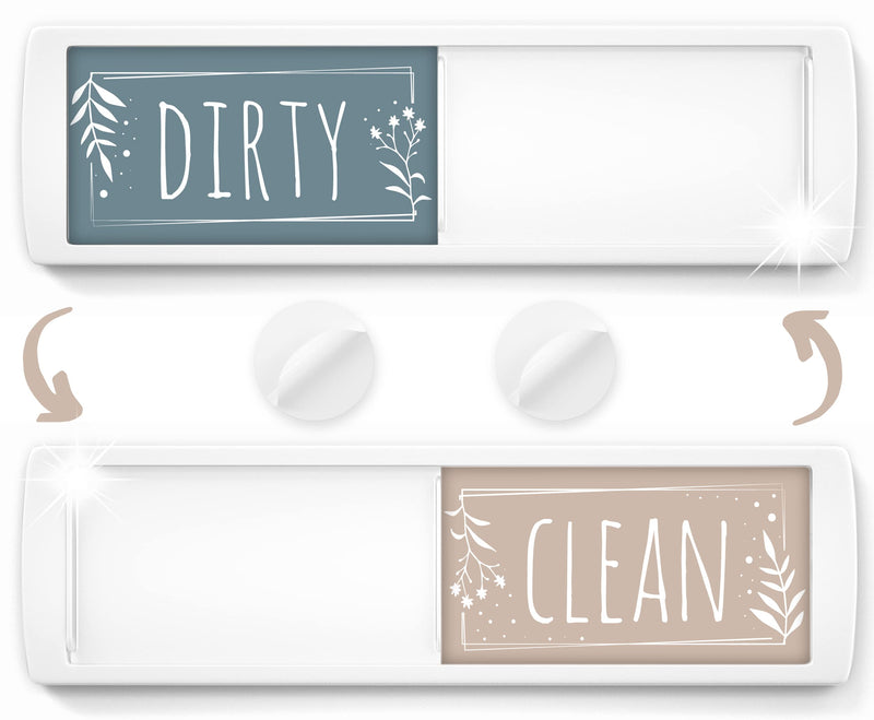 Stylish Clean Dirty Dishwasher Magnet Sign - Ideal Signs for Any Home or Office Kitchen - Nice Decor - Double-Sided Adhesives Included for Non-Magnetic Dishwashers, Laundry or Washing Machine Brown / Green - NewNest Australia