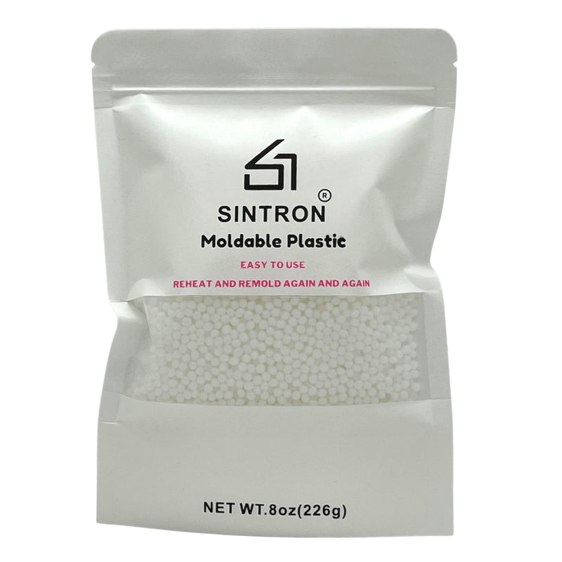 Sintron Moldable Plastic Clay - 8 oz Thermoplastic Beads, Plastic Pellets, Moldable Pellets, Polymorph Pellets (White) for DIY Modeling, Making Creative Activity 8OZ White - NewNest Australia