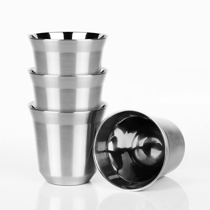 DECOLUSH 75mL (2.5 Ounce) Stainless Steel Espresso Cups - 4 Pack Double Wall Insulated Cups Demitasse Cups Coffee Cup For Drinking, Drinking Coffee, Drinking Beverages - NewNest Australia