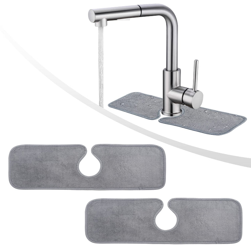 2 Pack of Faucet Absorbent Mat, Kitchen Sink Splash Guard, Behind Faucet, Faucet Splash Catcher, Sink Water Splash Guard, Drying Mat for Kitchen, Bathroom, Farmhouse and RV, 17.7'' x 4.5'' 17.7inch x 4.5inch 2PCS-Grey - NewNest Australia