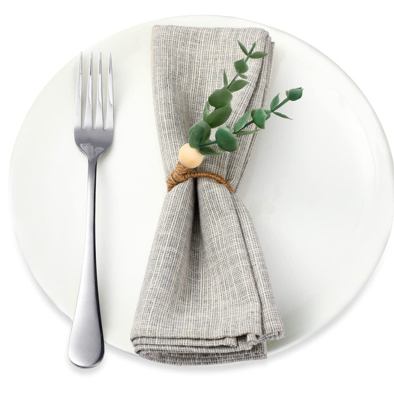 6 Pieces Eucalyptus Napkin Rings Handmade Wooden Beads Rustic Farmhouse Napkin Rings Set of 6 Home Decor Faux Greenery Napkin Holders for Weddings Family Gatherings Party - NewNest Australia
