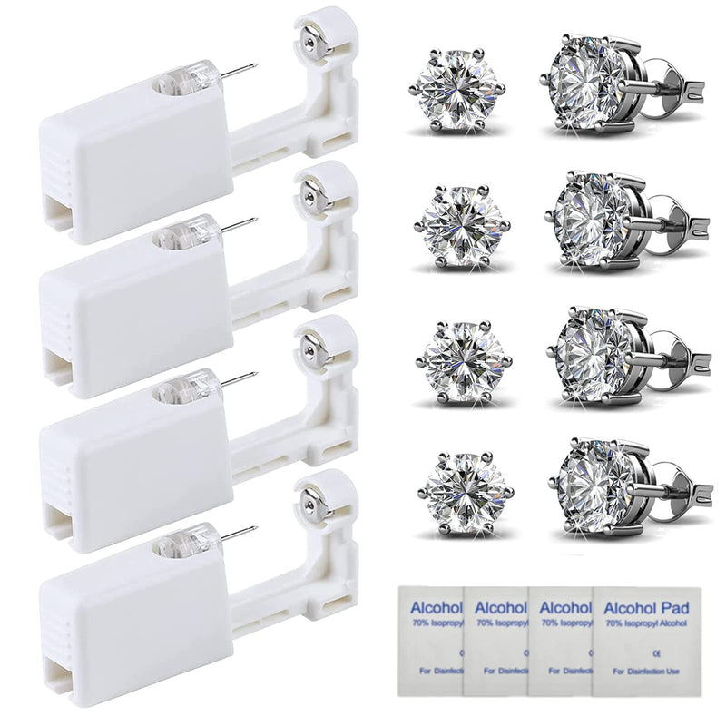 Ear Piercing Kit – 4 Pack Self Ear Piercing Gun, Disposable Ear Pearcings Kit with 5mm Silver Earring Studs Safety Ear Piercing Gun Kit Tool - NewNest Australia
