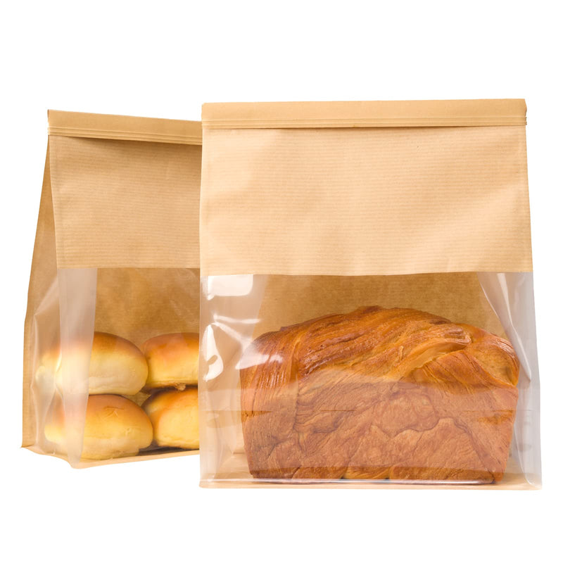 Bakery Bags with Window Kraft Paper Bags Tin Tie Tab Lock Bags Brown Window Bags Cookie Bags Coffee Bags Toast Bags Chcolates and Candies Bags Dry Fruits Bags 25Pcs (8.6''L4.1''W11.2''H) - NewNest Australia