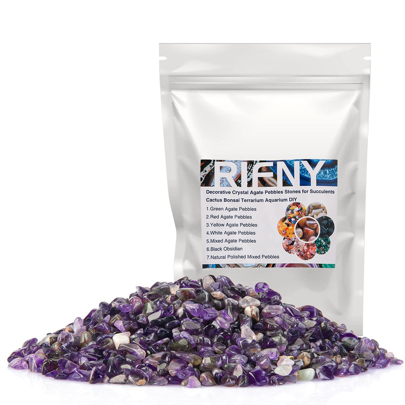 RIFNY Amethyst Tumbled Chips Stone, Quartz Natural Pebbles Crushed Crystal Rocks, Irregular Shaped Gravels for Vase Filler Air Plants Succulents Cactus Aquarium Decoration 1 lb(460Gram) Amethyst Stone - NewNest Australia