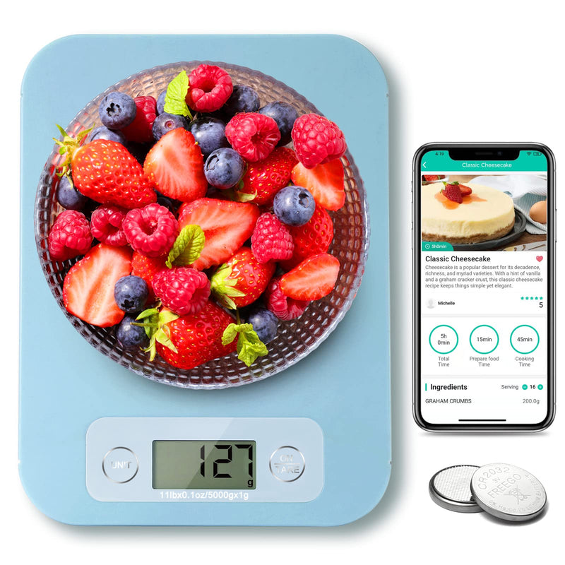 Smart Digital Food Scale - Kitchen Scales for Food Ounces and Grams with APP, Food Weight Scale for Weight Loss, Baking, Cooking, Macro Calorie Counting, Keto WW Diet Blue - NewNest Australia
