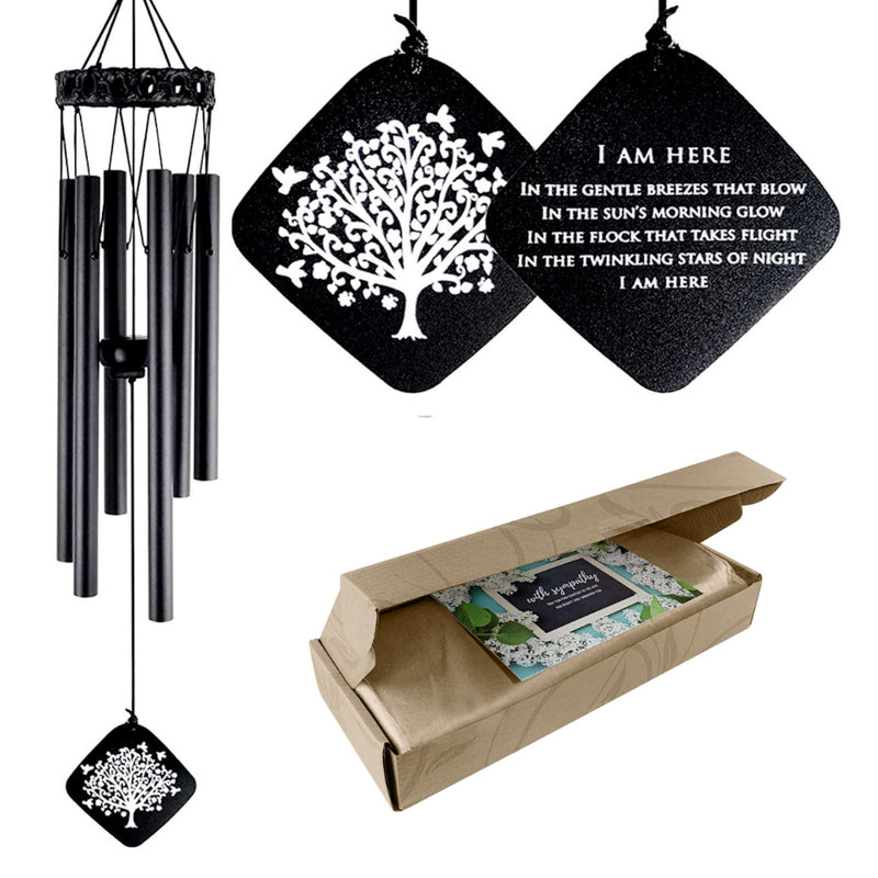 Solsken Home Memorial Wind Chimes - Sympathy Wind Chimes - Relaxing, Sweet Tones - Black - 29" BLACK Colored Aluminum - NewNest Australia