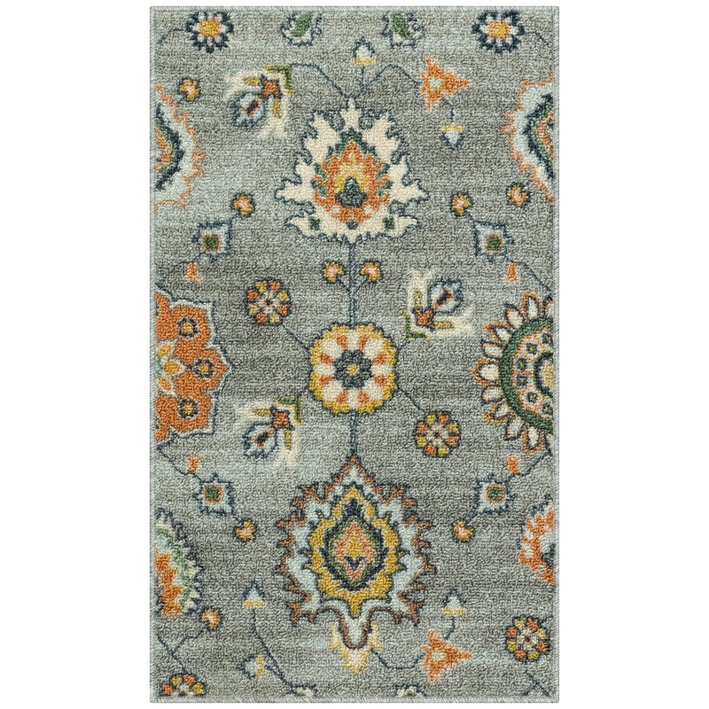 Maples Rugs Fleur Contemporary Motif Kitchen Rugs Non Skid Accent Area Carpet [Made in USA], Radiant Grey, 1'8 x 2'10 1'8" x 2'10" - NewNest Australia