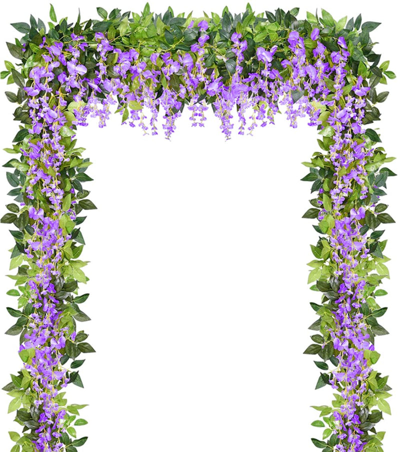 5 Pcs (Total 32.8Ft) Artificial Purple Wisteria Garland Wisteria Vine Rattan Fake Wisteria Vine Flower Garland for Wedding Garden Outdoor Decor - NewNest Australia