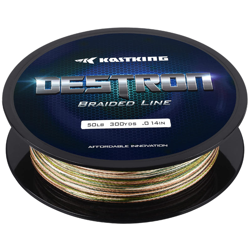 New KastKing Destron Braided Fishing Line, Highly Abrasion Resistant, Improved Knot Strength, Ultra-Thin Diameter Superline, Zero Stretch & Memory, CFT “Color Fast Technology”, 75% Thinner Than Mono Camo 300 yds-20lb-0.23mm - NewNest Australia