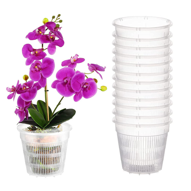 4 inch Clear Plastic Orchid Pot 12 Pcs Slotted Net Pots Bulb Planting Baskets Net Pot Wide Lip Mesh Grow Pots Orchid Cup for Hydroponics (4.3inch, 12pcs) 4.3 inch - NewNest Australia