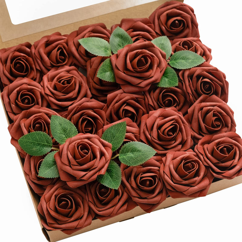 Ling's moment Amber Artificial Wedding Flowers 25pcs Fake Roses w/Stem for DIY Wedding Decor Centerpieces Arrangements Bouquets Amber 3"/25pcs - NewNest Australia
