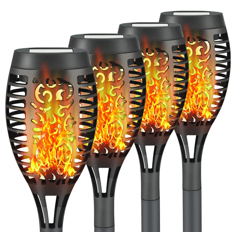 Liveasily 4 Pack Led Solar Torch Light with Flickering Flame, Outdoor Waterproof Solar Torches Stake Lights, Auto On/Off Solar Garden Lights Decorations (4 Pack) - NewNest Australia