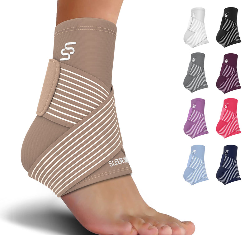 Sleeve Stars Ankle Brace for Plantar Fasciitis Relief, Ankle Wrap & Ankle Brace for Women & Men w/ Ankle Support Strap for Sprain, Ankle Protector Sleeve, Heel Brace for Heel Pain Foot Brace (Single/Beige) 1 Beige - NewNest Australia