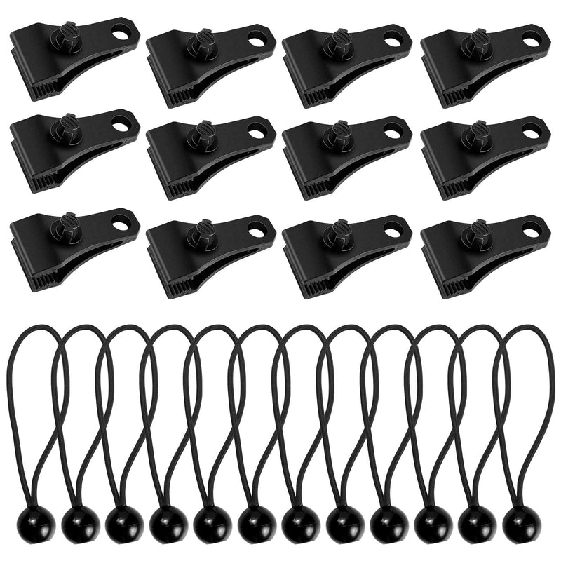 Upgrade Tarp Clips Heavy Duty Lock Grip Total 24 PCs Tarp Clamps Thumb Screw Tent Fasteners Clips with Ball Bungee Cords for Camping Awnings Caravan Canopies Car Swimming Pool Boat Cover Clips etc Big Heavy Duty Tarp Clips - NewNest Australia