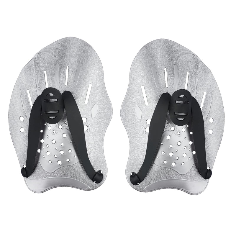 FalinLego Swimming Paddles for Hands, Swimming Training Hand Paddles with Adjustable Straps, Swim Paddles for Adult Children Unisex Professional Swimming Accessories (1 Pair) Silver - NewNest Australia