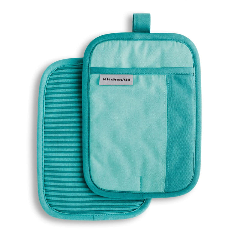 KitchenAid Beacon Two-Tone Pot Holder 2-Pack Set, 7"x10", Aqua Sky 7"x10" - NewNest Australia