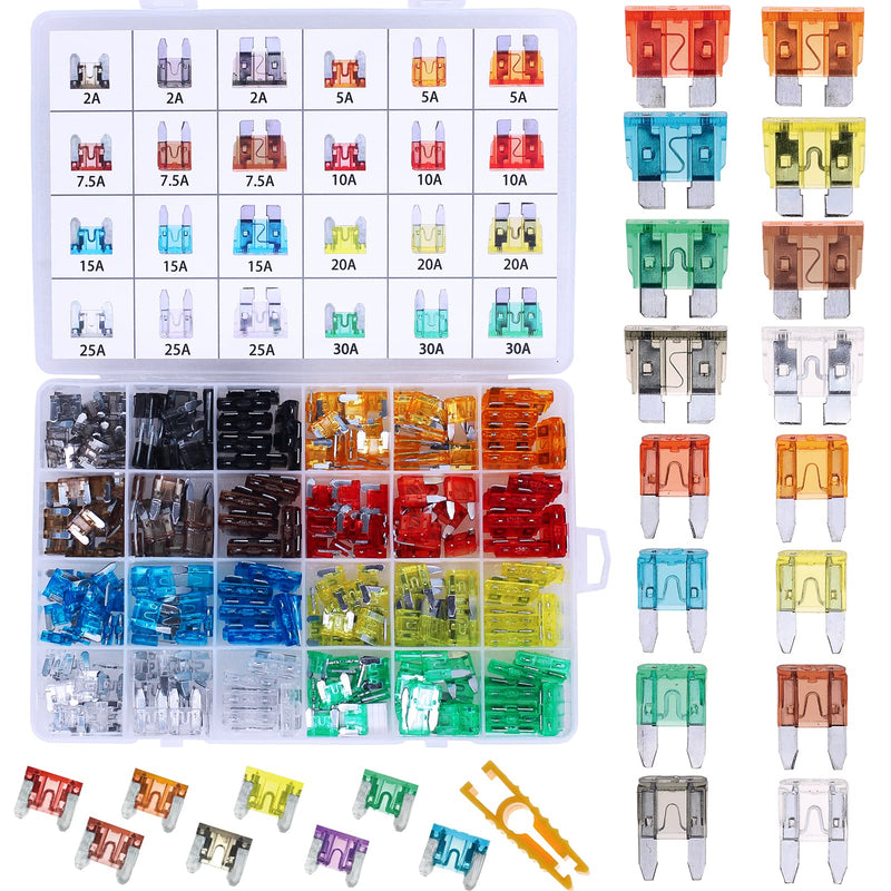 288 Pieces Car Fuses Assortment Kit - Blade Fuses Automotive - Standard & Mini & Low Profile Mini Size (2A/5A/7.5A/10A/15A/ 20A/25A/30AMP/ATC/ATO) Replacement Fuses for Marine, Auto, RV, Boat, Truck - NewNest Australia