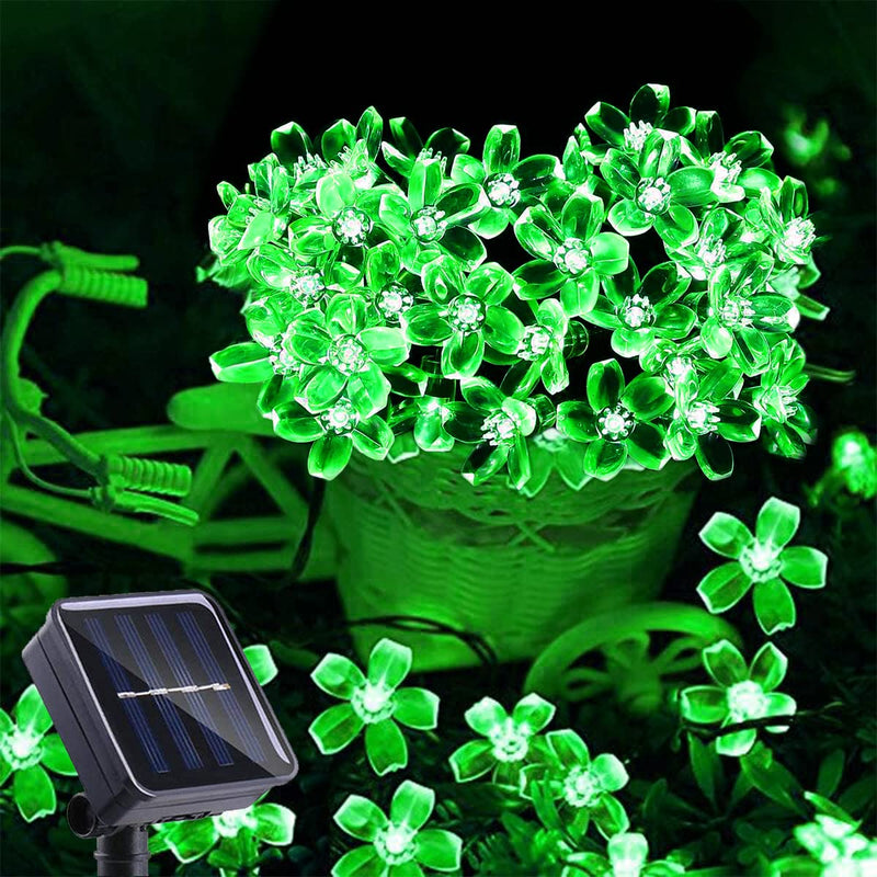 ITICdecor Solar Flower String Lights Green Lights Outdoor Waterproof 50 LED Fairy Light Decorations Garden Patio Fence Yard Spring (Green) - NewNest Australia
