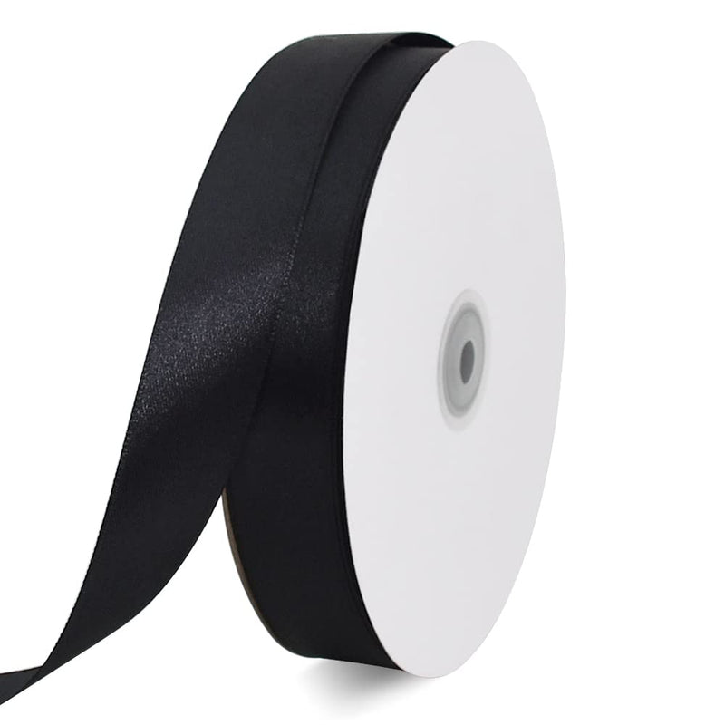 TONIFUL 1 Inch x 100yds Black Satin Ribbon Wide Solid Fabric Ribbons Roll for Valentine's Day Gift Wrapping Invitation Floral Bouquets Hair Crafts Sewing Wedding New Year Eve Party Decoration - NewNest Australia