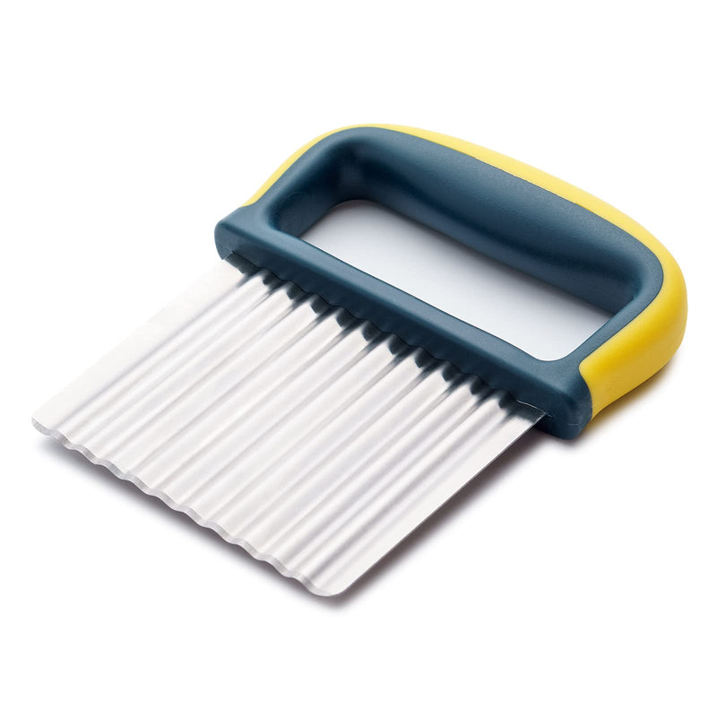 Crinkle Cutter Knife, Potatoes Crinkle Fry Cut and Vegetable Cutter for Veggies, Stainless Steel Carrot Slicer?Yellow? - NewNest Australia