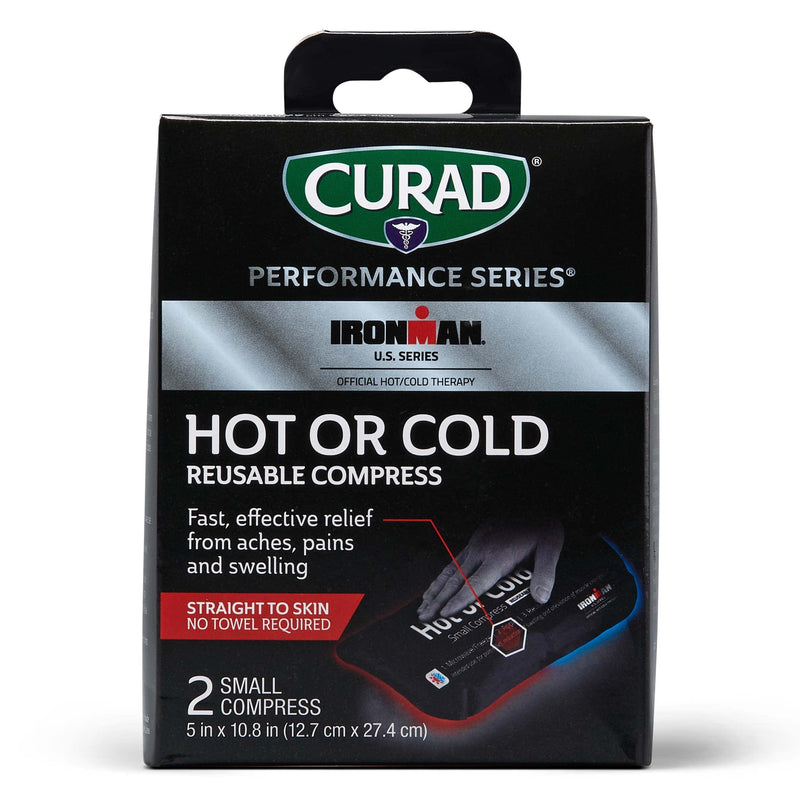 Curad Ironman Hot or Cold Reusable Compress, Reusable Ice Pack for Injuries, Small Compress is 5 in x 10.8 in, 2 Count - NewNest Australia