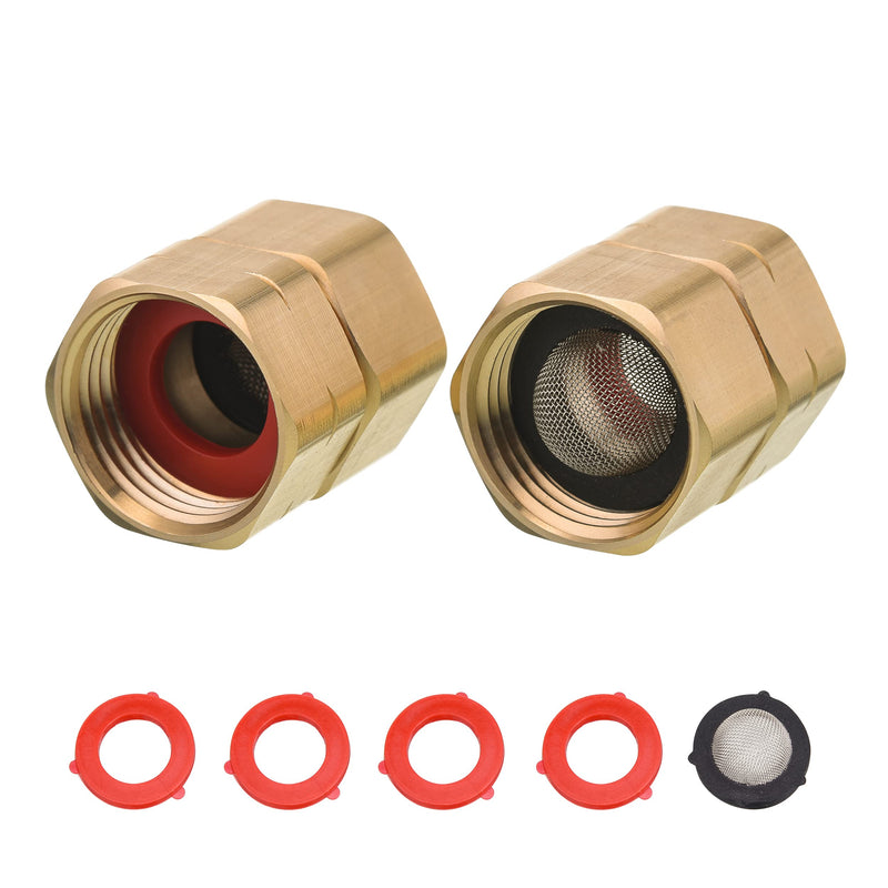 M MINGLE Garden Hose Adapter, Female to Female, 3/4 Inch Heavy Duty Brass Connect Fittings with Dual Swivel, Pressure Washer to Garden Hose Connector, 2-Pack with Extra 4 Washers and 1 Filter - NewNest Australia