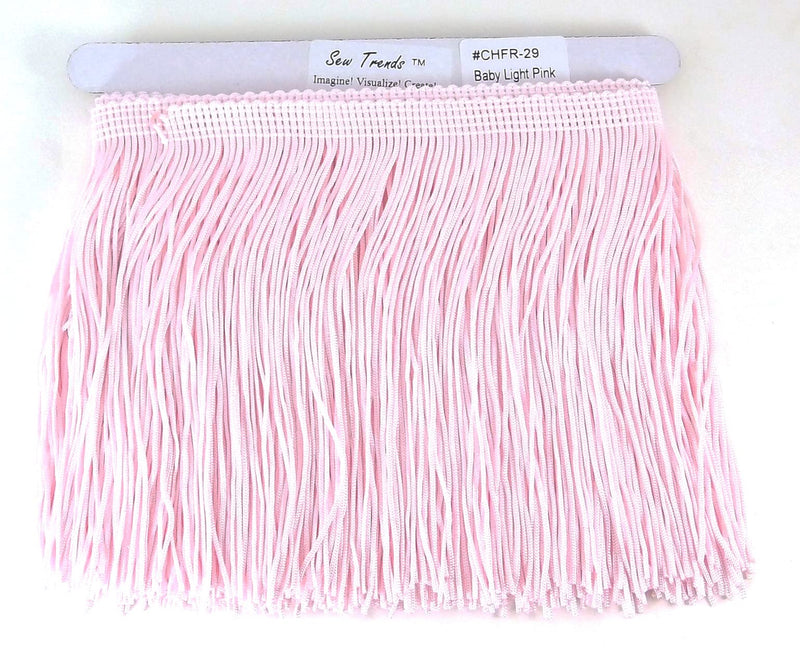 SEW TRENDS 2 Yards of 12" Long Chainette Fringe Thread Yarn Tassel Trim Braid Fringe for Crafts Sewing and Decor-Baby Light Pink Baby Light Pink Value 2 Yards - NewNest Australia