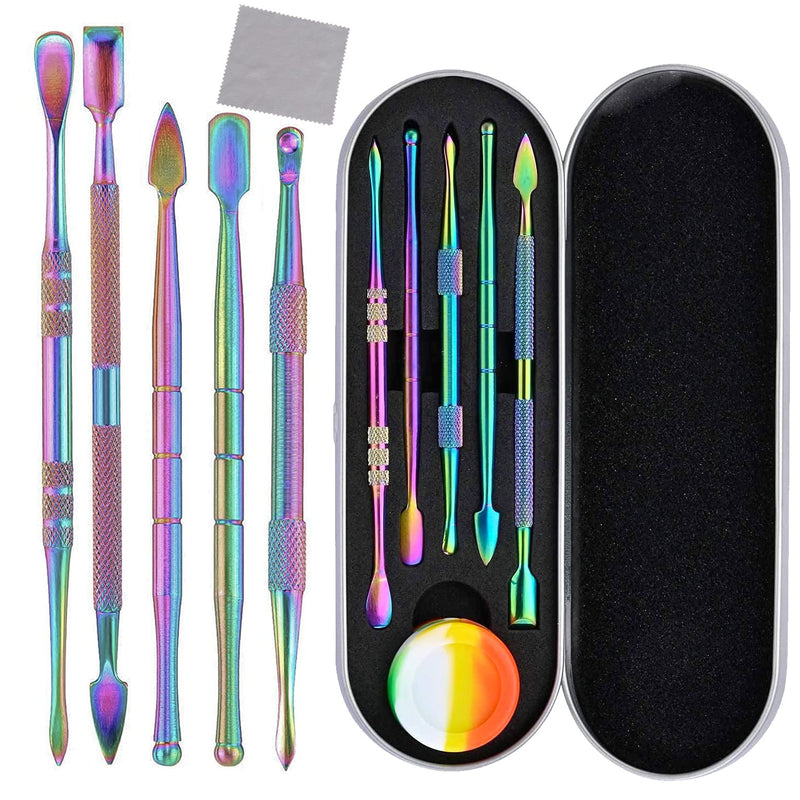Plavision Carving Tools for Wax Wood: 7 Pcs Rainbow Stainless Steel Double-Sized Sculpting Clay Tools Kits with Silicone Container for Kids Wood, Wax, Jewelry, Clay, Pottery - NewNest Australia