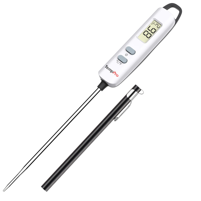 TempPro by ThermoPro Digital Meat Thermometer Instant Read Cooking Food Thermometer with Long Probe for BBQ Grill Smoker Oven Deep Fry Candy Kitchen Thermometer, Silver - NewNest Australia