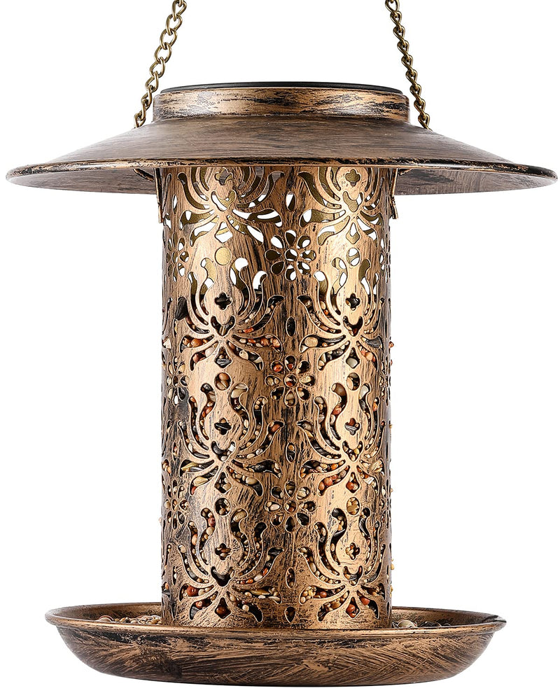 2022 Upgraded Solar Bird Feeders for Outside Metal Bird Feeders Outdoor Hanging,Wild Bird feeders as Gift Ideas for Bird Lovers Garden Yard Patio Cardinals ( Heavy Duty Weather Resistance 2LBs ) Big eaves - NewNest Australia
