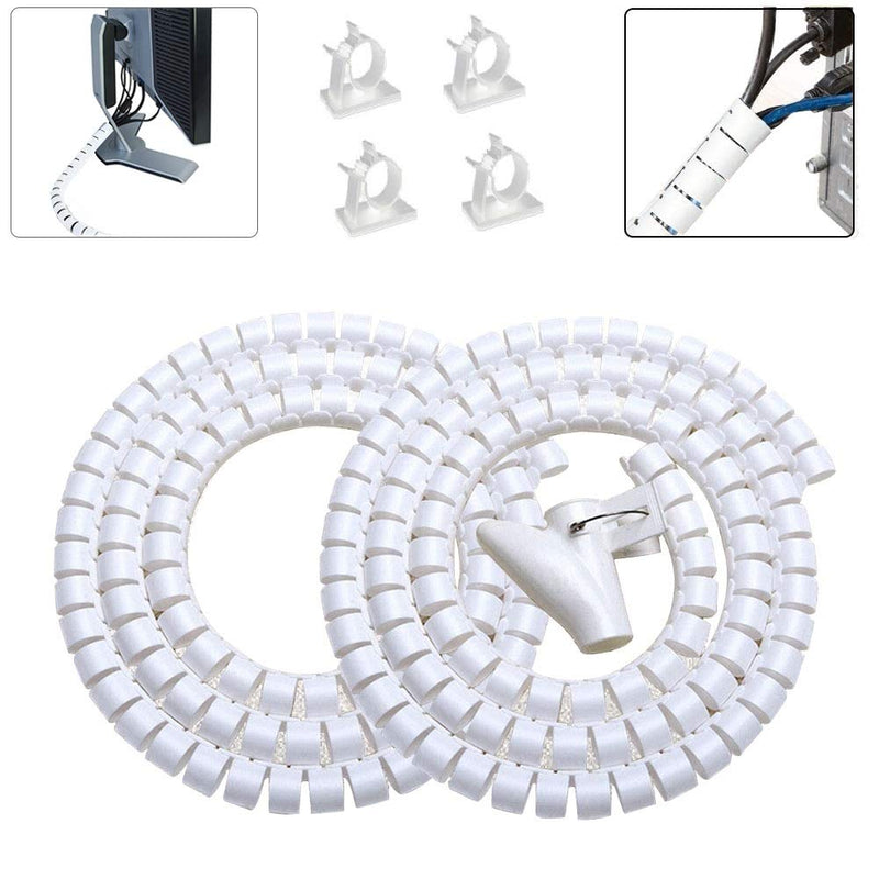 Fanoshon White Cable Management Sleeves 2 PCS Cord Protectors for USB Cable Power Audio Video Wire Cables - Protect Cats Dogs Pets from Chewing Cords 22MM WTH02 - NewNest Australia