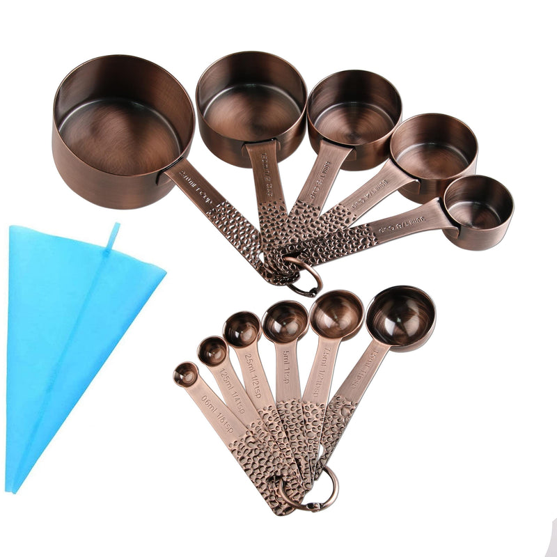 Measuring Cups and Spoons Set, Copper Measure Cups and Bronze Measurement Spoons, Metal Kitchen 5 Measuring Cups and Baking 6 Measuring Spoons Set of 11 A: Copper - NewNest Australia