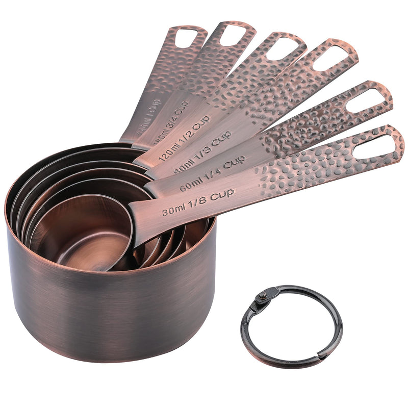 Measuring Cups Set, Copper Measure Cups Set of 6, Bronze Measurement Cups, Stainless Steel Measuring Cups, Baking Measurement Cups, Kitchen Measuring Cups Set of 5 for Cooking A: Copper - NewNest Australia