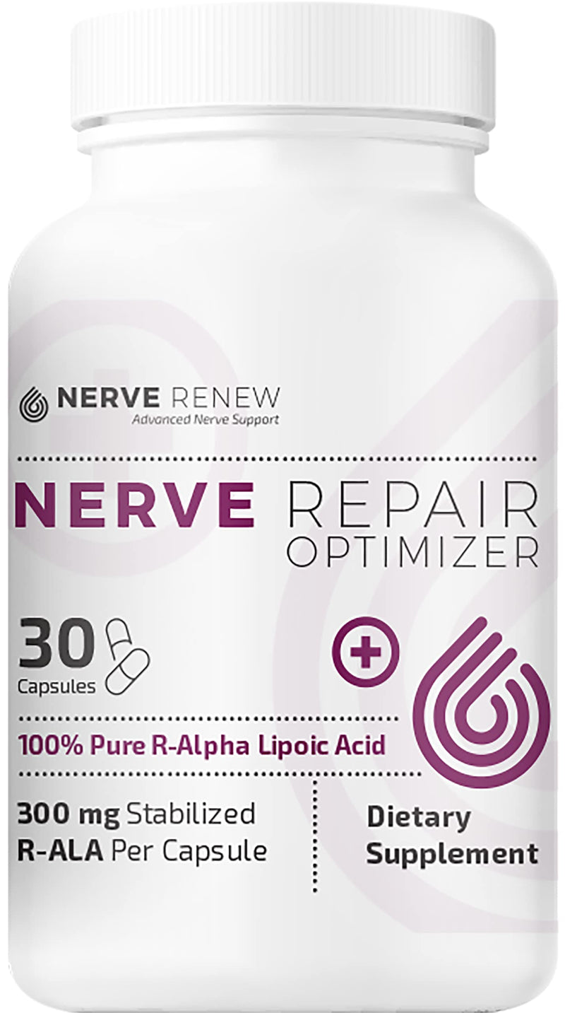 Nerve Renew Nerve Repair Optimizer - Dietary Supplement - 30 Capsules - 300 mg Stabilized R-Alpha Lipoic Acid per Capsule for Natural Nerve Discomfort Support - Fast Absorption - Safe and All Natural 30 Count (Pack of 1) - NewNest Australia