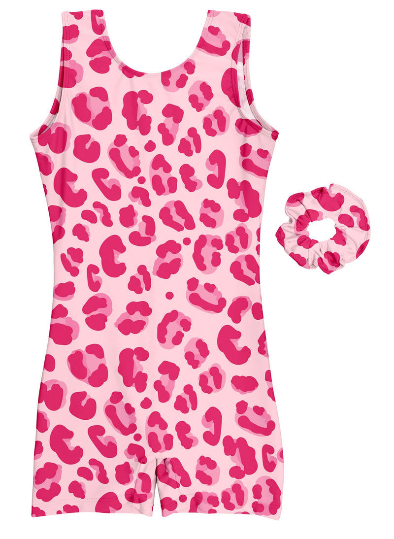 Speerise Unitard Kids Short Tank Biketard Dance Costumes for Girls Gymnastics 6 Pink Leopard Print - NewNest Australia