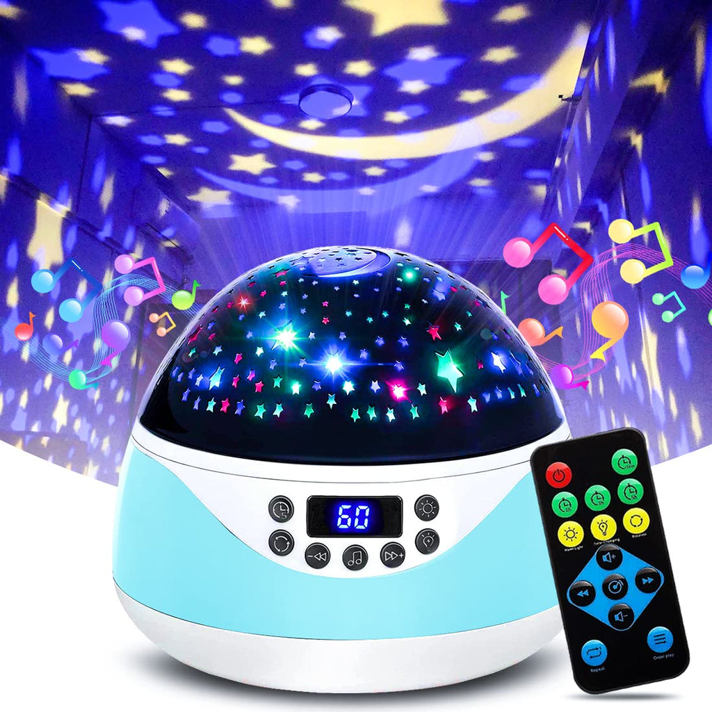 Night Lights Projector for Kids with Timer & Music,MOKOQI Romantic Rotating Moon Star Lights Remote Control Projection Lamp, Great Ramadan Gifts for Girls Boys Room Wall Decoration - NewNest Australia