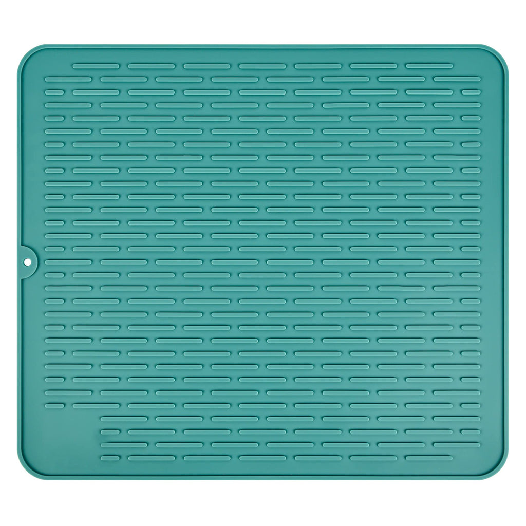 Teal Dish Drying Mat-Silicone Dishes Draining Mat, 17.72 x 15.75 Inches Non Slip Counter Top Mat, Easy to Drain and Clean Large Sink Mat, Heat Resistant Hot Pad - NewNest Australia