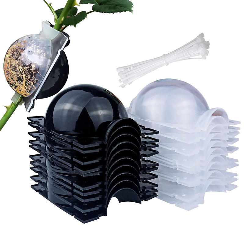 MIIIM 10 PCS Air Layering Propagation Kit with Zip Ties, Reusable Half Transparent Grafting Ball, Air Layering Pods Clear, Plant Rooting Grafting Box for Fast Propagation Plants (Medium) Medium - NewNest Australia
