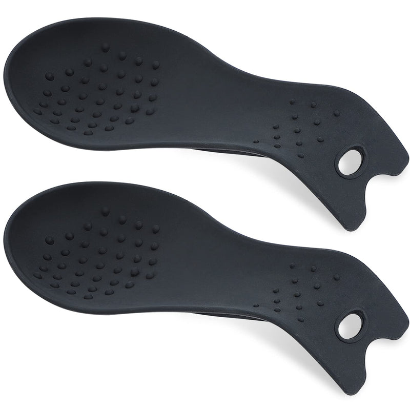MSY BIGSUNNY Silicone Spoon Rests, Cooking Utensils Holder for Kitchen (Black) Black - NewNest Australia
