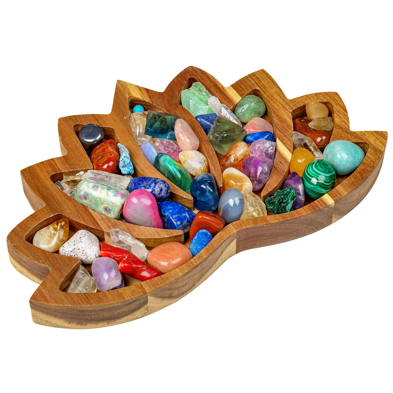Curawood Lotus Crystal Tray for Stones - Display Your Crystals & Healing Stones - Crystal Holder for Stones Display - Crystal Shelf Display for Stones - Crystal Organizer Bowl for Crystals Stones - NewNest Australia