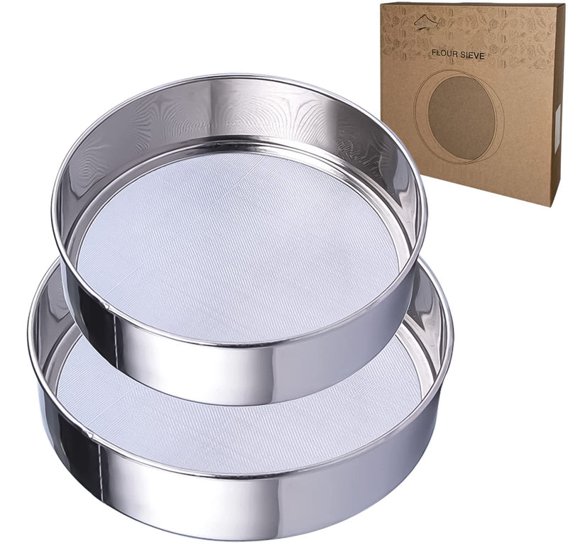 Sieve Fine Mesh, Stainless Steel Round Sifter for Baking, Flour Sieve, 8 Inch 40 Mesh and 6 Inch 60 Mesh, 2PCS - NewNest Australia