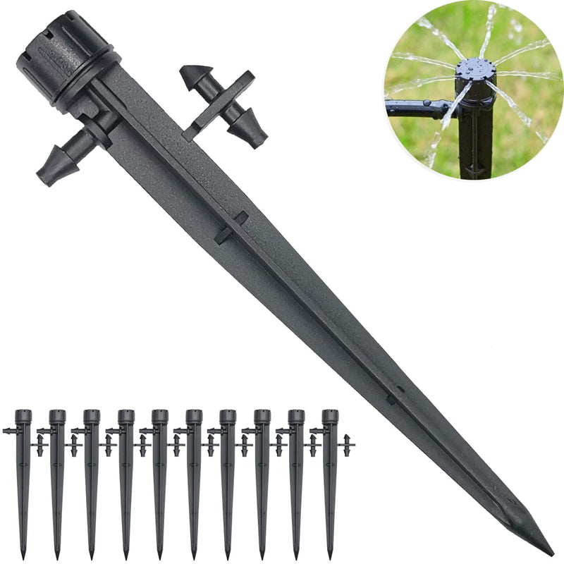 25 Pcs Drip Irrigation Emitters, Adjustable Flow 0-18 GPH Irrigation Drippers with Stake, 360 Degree Flow Sprinkler Head, Irrigation System Accessories, Auto Watering for Garden Patio Lawn Flower Bed - NewNest Australia