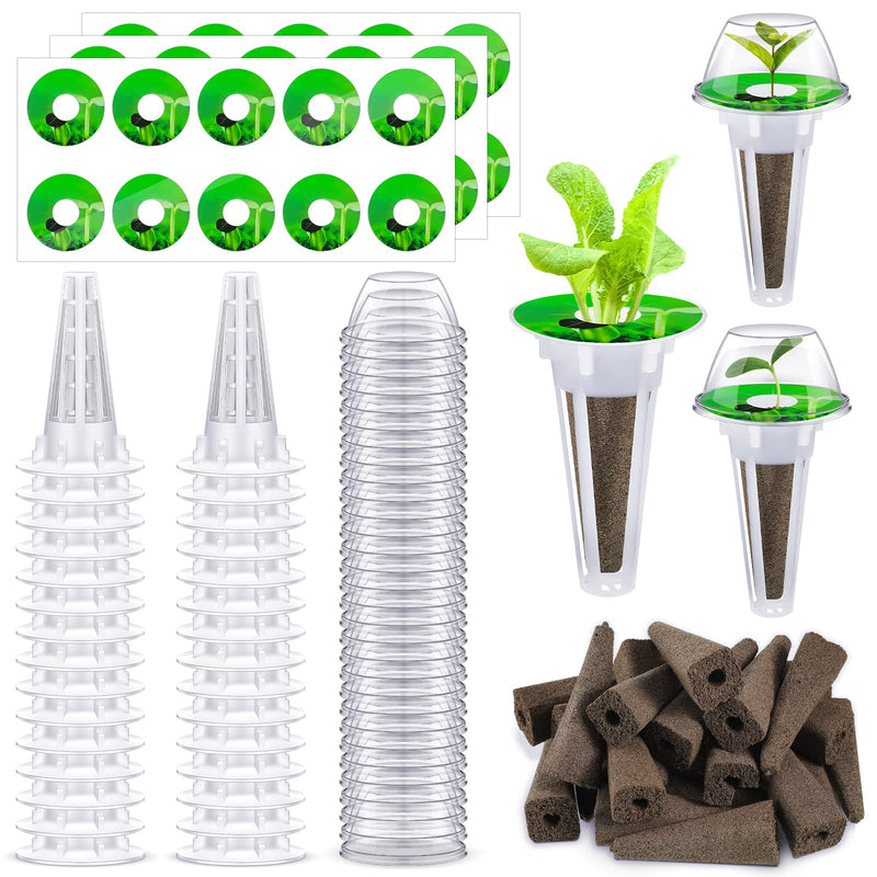 Hydroponic Garden Accessories Plant Pod Kit Including 30 Pieces Grow Baskets 30 Pieces Transparent Insulation Lids 30 Pieces Plant Grow Sponges 30 Pieces Labels for Seed Starting System - NewNest Australia