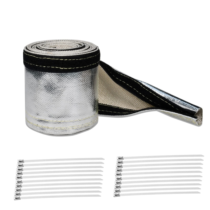 Heat Shroud Sleeve Aluminized Sleeving for Ultimate Heat Protection with Hook and Loop Closure,3/4" I.D. x 10FT,Heat Sheath Sleeve,with 20Pcs Stainless Steel Cable Metal Zip Ties - NewNest Australia